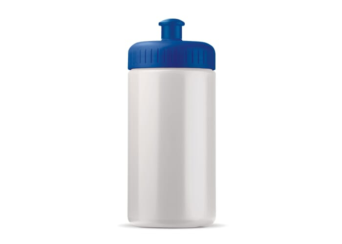 Bidon sport promotionnel Basic 500 ml Blanc / bleu foncé